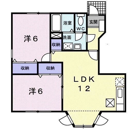シンシア II(2LDK/1階)の間取り写真