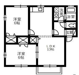 アイリーブランチ III(2LDK/2階)の間取り写真