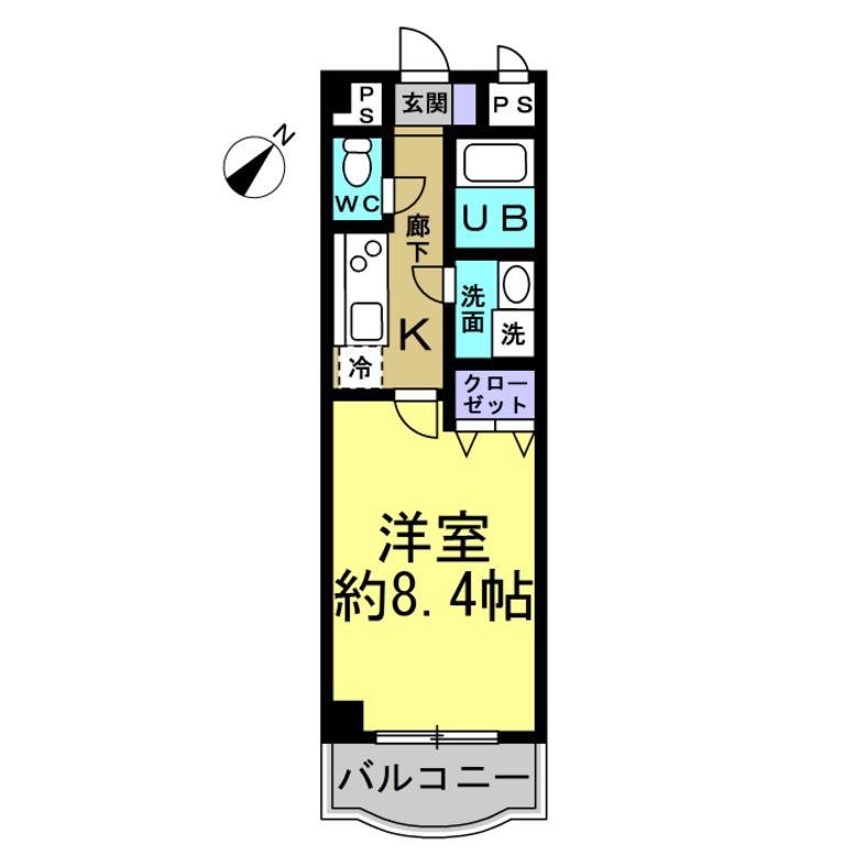 サンアップウェルI(1K/3階)の間取り写真