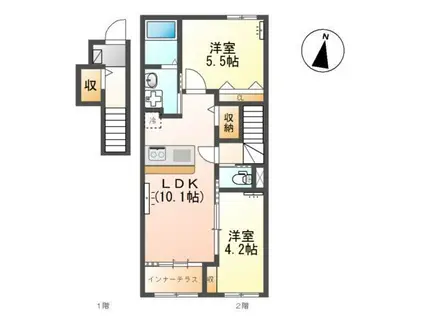 エトワール タケ(2LDK/2階)の間取り写真