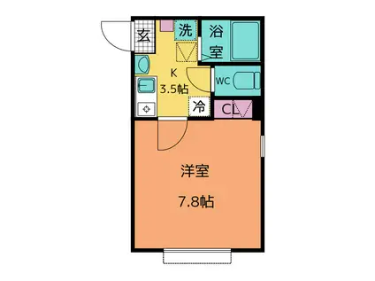 フェリシア・追浜(1K/1階)の間取り写真