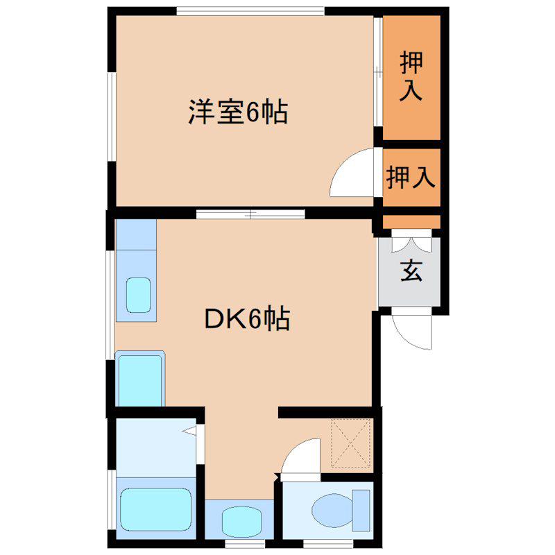 蓮田ビル(1DK/3階)の間取り写真