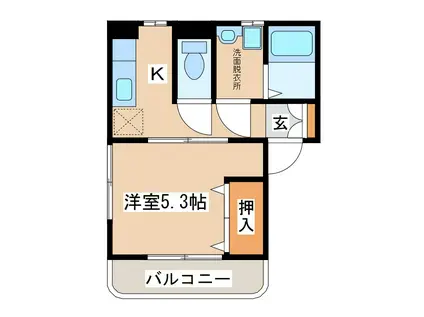 ハーリー家(1K/2階)の間取り写真