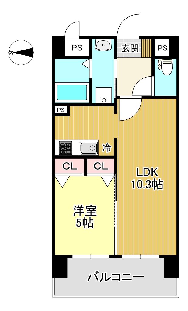 VIERA光の森(1LDK/5階)の間取り写真