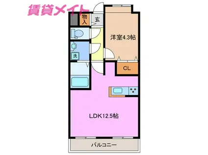 KS MANSION(1LDK/1階)の間取り写真