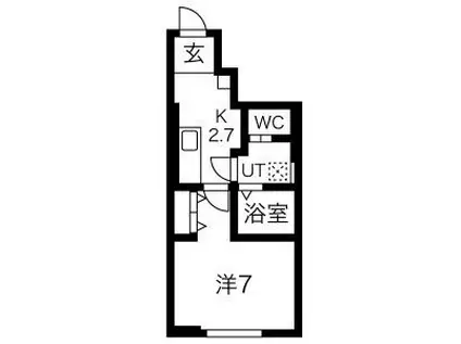 RESI大沢川原II(1K/1階)の間取り写真