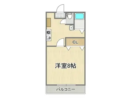 ソラーレ上通(1K/3階)の間取り写真