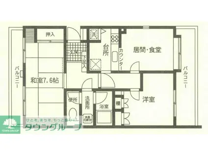 辻堂ガーデンタウン(2LDK/2階)の間取り写真