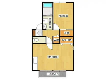 ロイヤルガーデン花畑D棟(1LDK/1階)の間取り写真