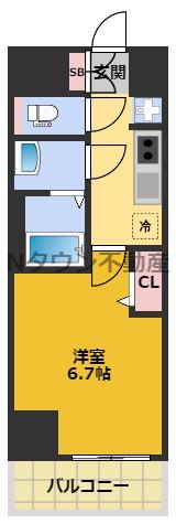 プレサンス大須観音ビザリア(1K/12階)の間取り写真