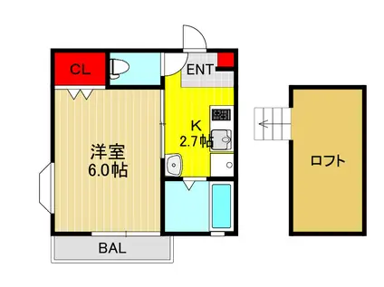 YSハイツ(1K/1階)の間取り写真