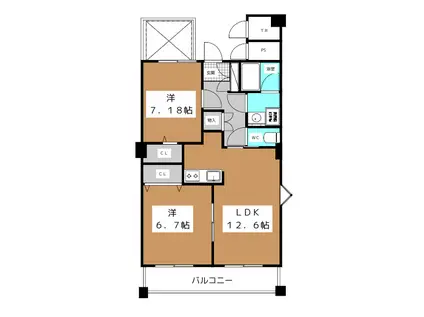 ラトナ東口ビル(2LDK/3階)の間取り写真