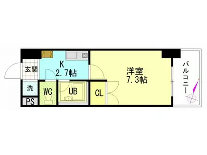 シャンテ中垣(1K/8階)の間取り写真