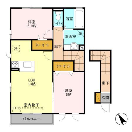 グラウクスC(2LDK/2階)の間取り写真