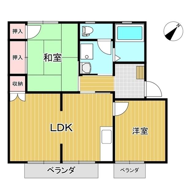 ヘルハイム八子(2LDK/2階)の間取り写真