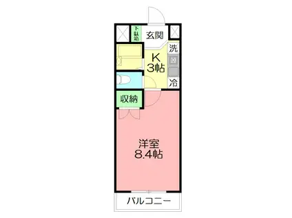 エクセルI(1K/4階)の間取り写真