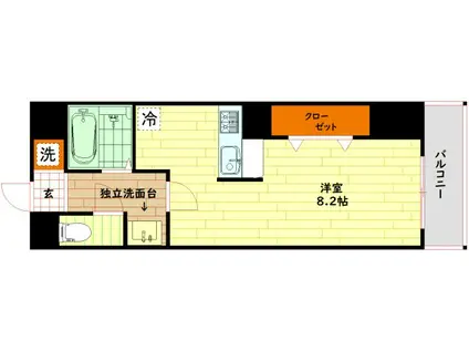 カシェット緑橋(1K/11階)の間取り写真