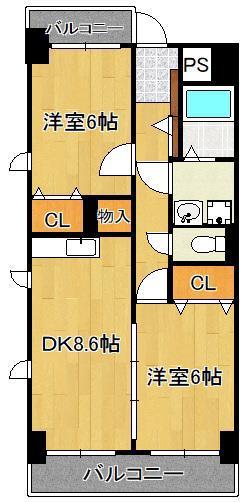 雅ビル(2DK/4階)の間取り写真