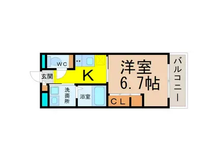 リシュドール伝馬(1K/11階)の間取り写真