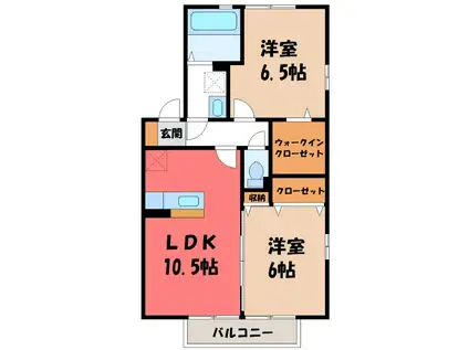 ラビウスコート A(2LDK/2階)の間取り写真