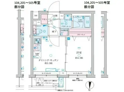ジェノヴィア京成立石V(1DK/4階)の間取り写真
