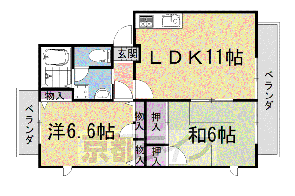 フェニックス・ヴィラ(2LDK/2階)の間取り写真
