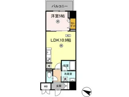 クレアティオMGH(1LDK/6階)の間取り写真