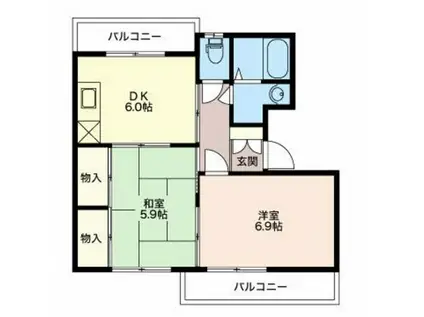 グランメール千本D(2DK/3階)の間取り写真