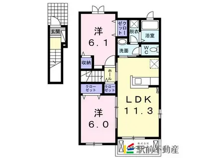 ベル・ブローテIII(2LDK/2階)の間取り写真