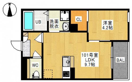 REGALEST SK 高柳(1LDK/3階)の間取り写真