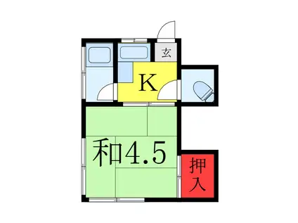 寿荘(1K/1階)の間取り写真