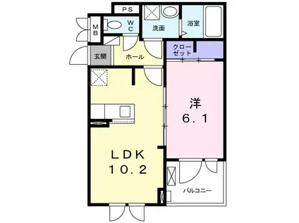 アビタシオン河瀬駅前(1LDK/3階)の間取り写真