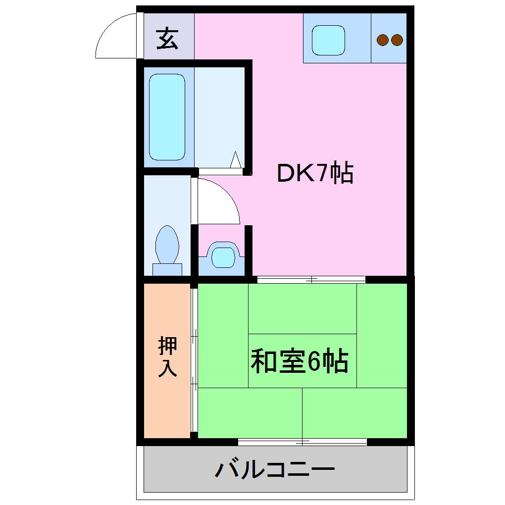 ミヤタマンション(1DK/4階)の間取り写真