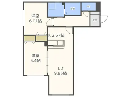 THE RESIDENCE PARK YAMAHANA 旧NHレジデ(2LDK/4階)の間取り写真