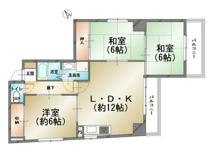 コスモピア舟入本町(3LDK/6階)の間取り写真