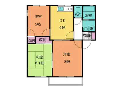 ラフォーレビラB(3DK/1階)の間取り写真