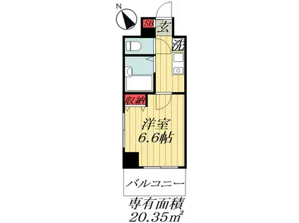 Sフォート船橋ROOTS(1K/3階)の間取り写真