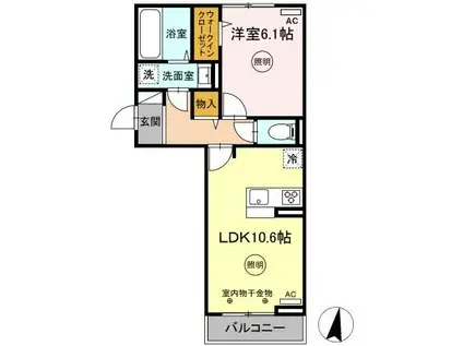 WITH STYLE HARA(1LDK/2階)の間取り写真