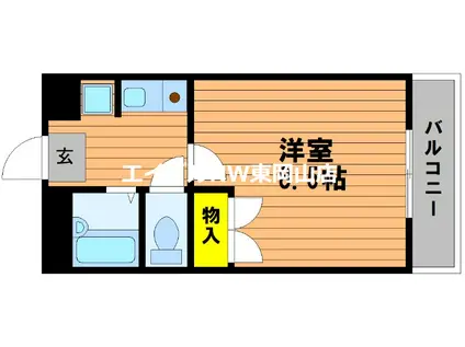 フローラ都紀Β(1K/3階)の間取り写真