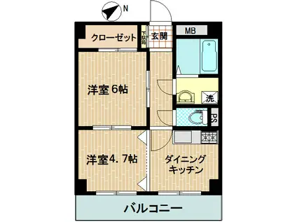 コムフォート三田台(2DK/1階)の間取り写真