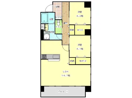 カネキビル(2LDK/3階)の間取り写真