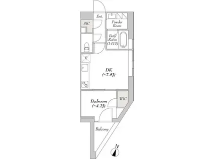 ルミーク目黒(1DK/6階)の間取り写真