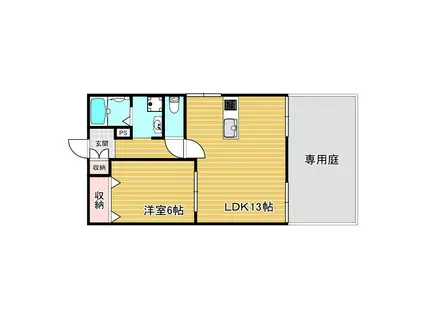 MCOURT B(1LDK/1階)の間取り写真