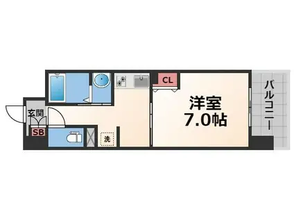 ラ・フォーレ久宝園(1K/6階)の間取り写真