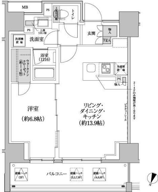 パークハビオ渋谷本町レジデンス(1LDK/9階)の間取り写真