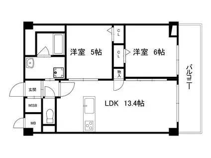TMSノルド(2LDK/2階)の間取り写真