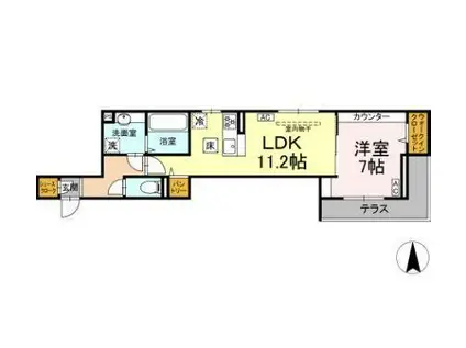 セレスティア開成A・B(1LDK/3階)の間取り写真