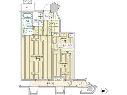 MOMENTO SHIODOME モメント汐留(1LDK/18階)の間取り写真