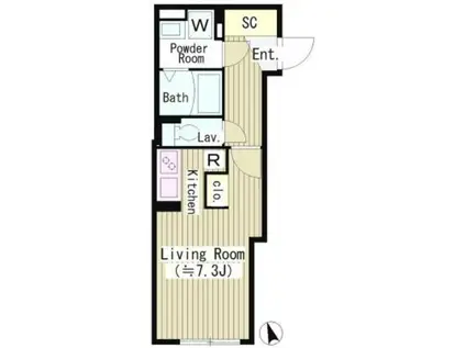 ルオーレ恵比寿(1K/4階)の間取り写真