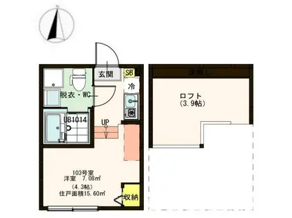 CASA COMODA梅島(ワンルーム/2階)の間取り写真
